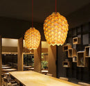 Axyaa Pinecone Pendant Light: Nordic Wood Lamp for Dining Room & Bar Decor