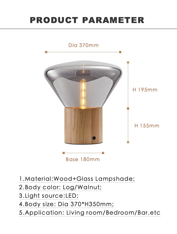 Nordic Glass Table Lamp Floor Wood Lights Modern Luminaires Soft Living Room Axyaa habitat