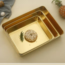 Axyaa Gold Stainless Steel Serving Tray Steamed Plates Baking Bread Pans Storage Dish
