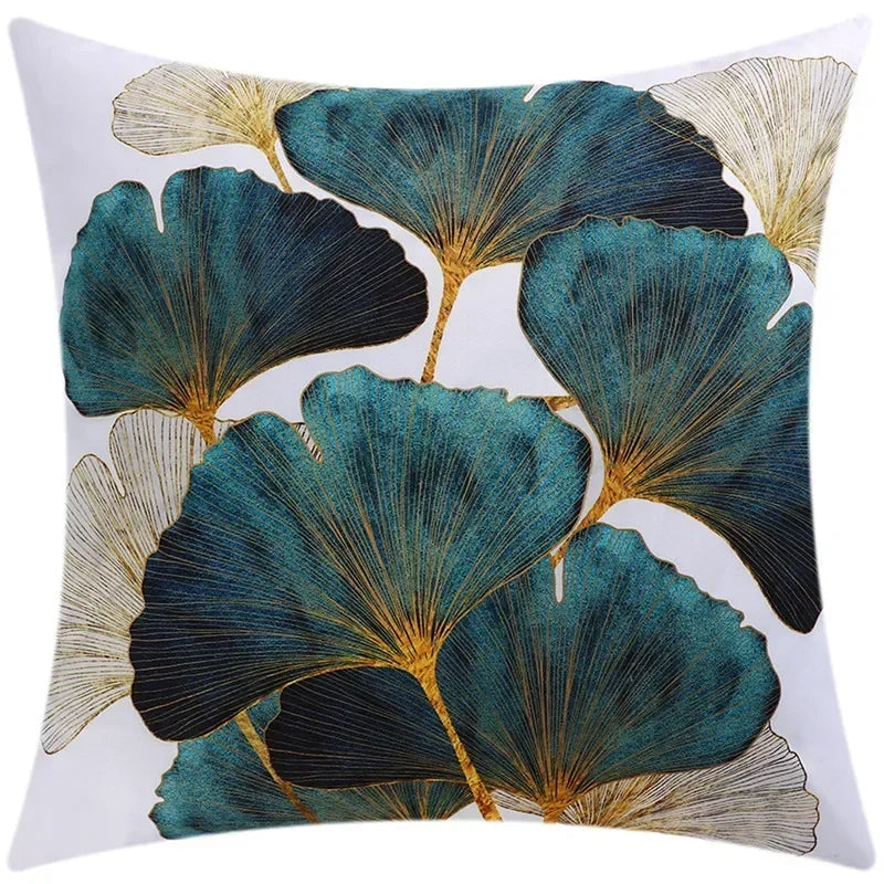 Axyaa Blue Floral Print Cushion Cover 45x45cm - Modern Sofa Car Decorative Pillow Cover
