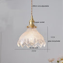 Axyaa Green Glass LED Pendant Lamp with Copper Wood Handle