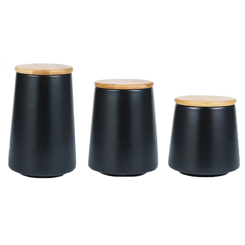 Axya Ceramic Airtight Storage Jar Set in Black and White