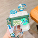 Axyaa Cartoon Double Water Bottles with Straw for Girls