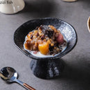 Axyaa Ceramic Dessert Plate Set of 2 High Foot Sushi Snack Tableware