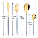 Axyaa 24Pcs Colorful Stainless Steel Gold Flatware Cutlery Set Western Kitchen Tableware