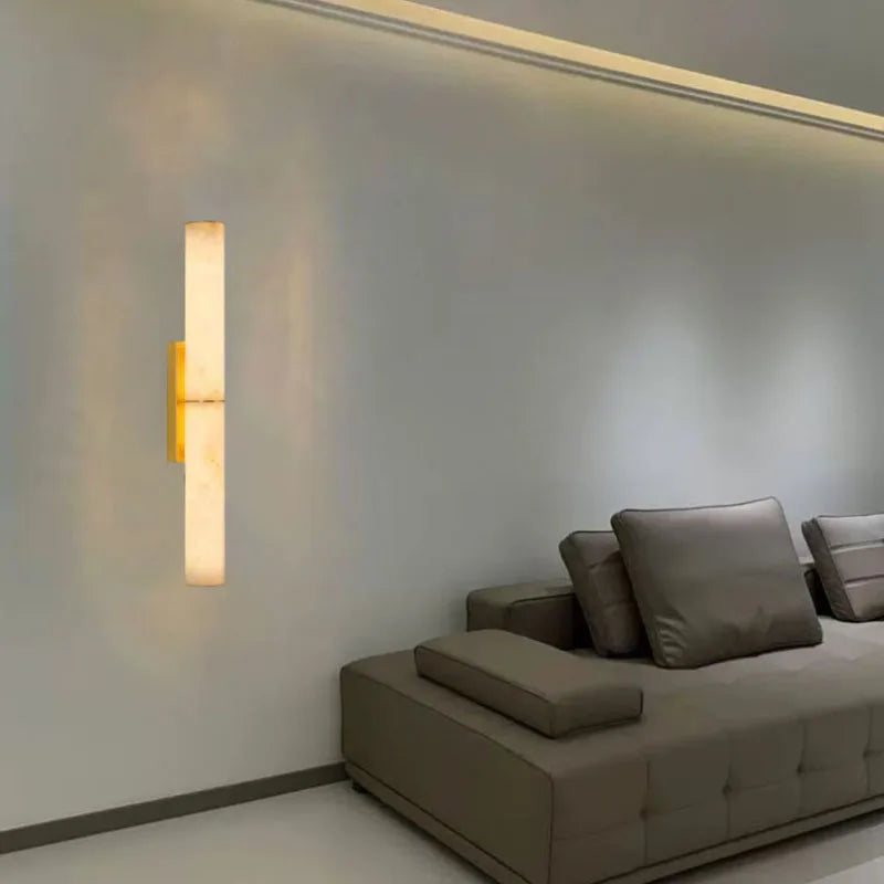 Axyaa Natural Marble LED Wall Lamp in Gold, Black, or Copper for Indoor Lighting