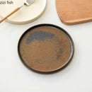 Axyaa Rust Glazed Ceramic Flat Steak Sushi Dessert Restaurant Plates