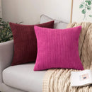Axyaa Corduroy Red Boho Striped Throw Pillow Covers for Sofa Couch 50CM