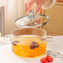 Axyaa Glass Soup Pot with Lid, High Temp Resistant, Induction Kitchen Pan