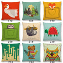 Axyaa Cartoon Animals Cushion Cover - Cat Flamingo Penguin Rabbit Pillow Case