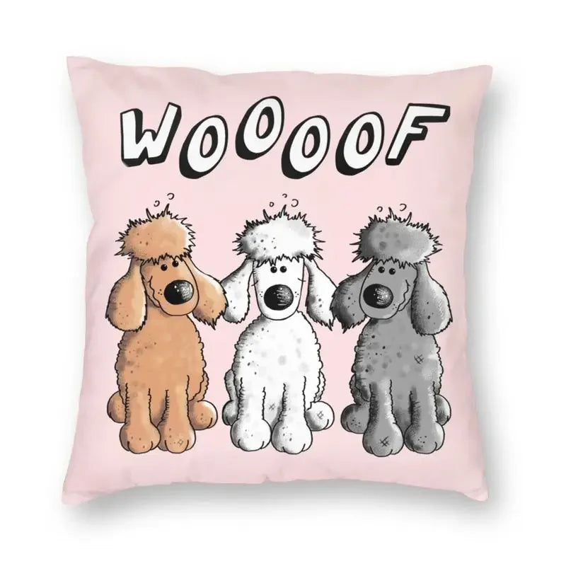 Pink Convertible Pillowcase White Poodle Sofa Cushion Cover Axyaa Home Decor
