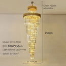 Axyaa Crystal Long Chandelier: Luxury Modern Black/Gold Fixture for Villa Living Room Staircase