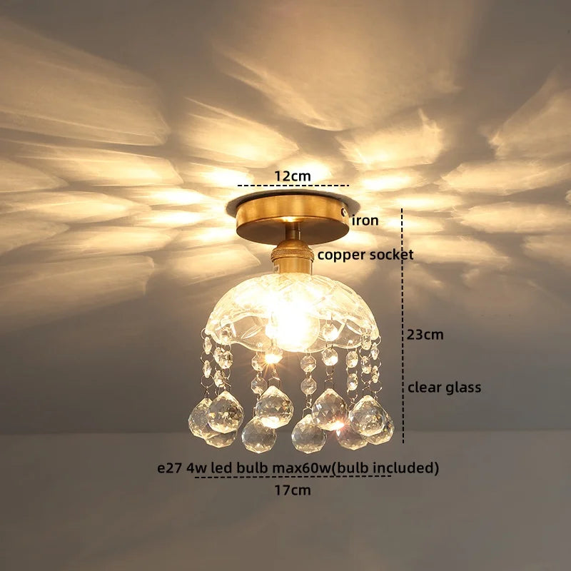 Axyaa Crystal LED Ceiling Lamp Modern Luxury Chandelier for Living Room & Hallway