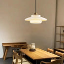 Axyaa Cream Wind Milk Glass Art LED Pendant Lights Modern Kitchen Island Decor