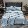 Axyaa Ice Silk Embroidered Quilt Set - Luxury European Style Cooling Blanket