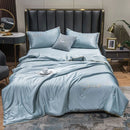 Axyaa Ice Silk Embroidered Quilt Set - Luxury European Style Cooling Blanket