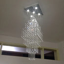 Axyaa Modern Crystal Chandelier Square Base Columnar Hanging Light for Living Room and Loft