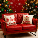 Axyaa Christmas Beige Velvet Pillowcase with Santa and Bear Embroidery