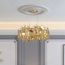 Modern Gold Chandelier Luxury Round Dining Room Lighting Fixture Golden Large Kitchen Island Home Decor Light Axyaa
