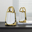 Axyaa Gold Handbag Vase: Stylish Ceramic Floral Arrangement & Terrarium Home Décor