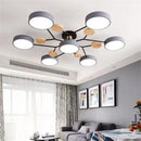 Axyaa Wood Iron Art Chandelier for Modern LED Ceiling Light in Living Room