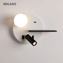 Axya USB Wall Lamp Fast Charging Bedroom Spotlight Shelf Reading Light