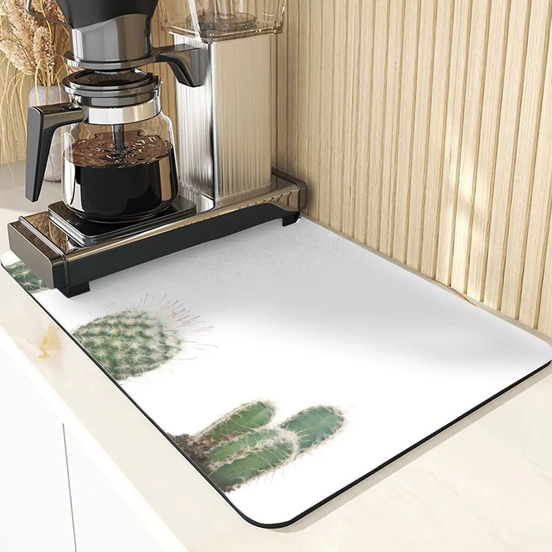 Axyaa Cactus Silicone Coasters Set for Kitchen Table - Absorbent Drying Mat