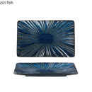 Axyaa Ceramic Striped Snack Plate - Creative Sushi Dessert Dish Steak Tableware