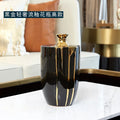 Axyaa Black Gold Ceramic Vase Modern Floral Decor Crafts Glaze Porcelain Flowers Pot