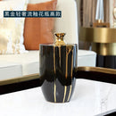 Axyaa Black Gold Ceramic Vase Modern Floral Decor Crafts Glaze Porcelain Flowers Pot