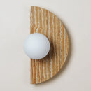 Axyaa Natural Stone Semicircle Wall Lamp with Glass Ball Lampshade