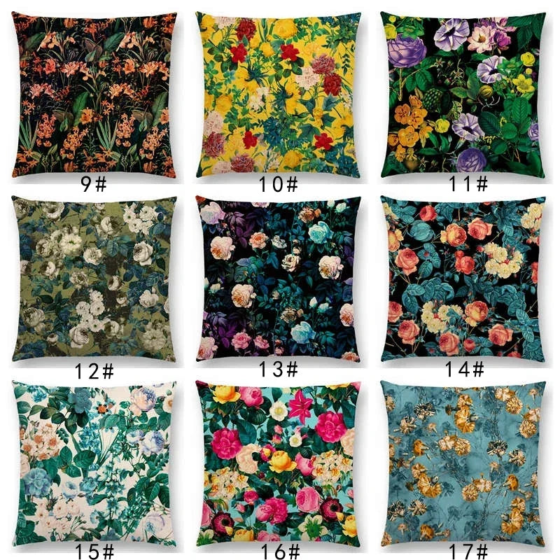 Axyaa Botanical Garden Floral Leaves Print Pillow Case Cover