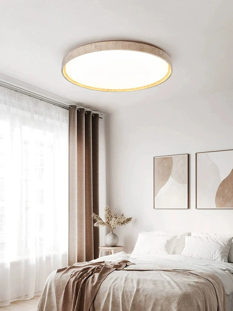 Axya Stone Downlight Ceiling Lamp, Walnut Color, Retro Style for Bedroom & Living Room