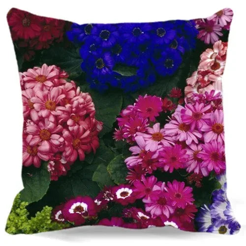 Axyaa Chrysanthemum Floral Polyester Cushion Cover Home Decor Pillowcase