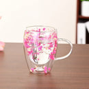 Axyaa Double Wall Glass Cup with Handle, 300ml, Ins Style, Heat Resistant
