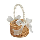Axyaa Willow Rattan Wedding Basket Half Moon Storage Handle Flower Girls Picnic Container