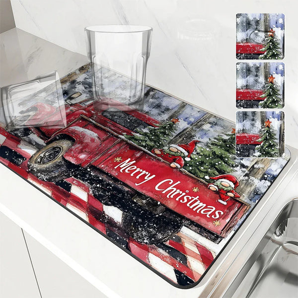 Absorbent Draining Mat by Axyaa: Antiskid Kitchen & Bathroom Quick Dry Pad