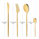 Axyaa Black Gold Cutlery Fork Set - 4Pcs Stainless Steel Dinnerware Teaspoon Utensils