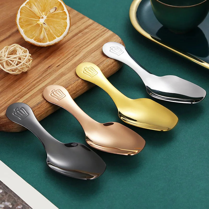 Axyaa Stainless Steel Short Handle Teaspoon Ice Cream Scoop Kitchen Tableware