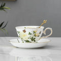 Axyaa Flower Tea Set with Porcelain Mug, Saucer, and Spoon