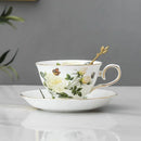 Axyaa Flower Tea Set with Porcelain Mug, Saucer, and Spoon