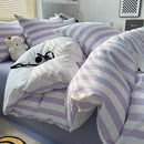 Axyaa Striped Washed Cotton Duvet Cover Set - 3/4pcs Bedding Set