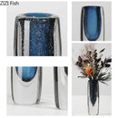 Axyaa Deep Sea Blue Bubble Glass Vase Flower Pot Home Decor