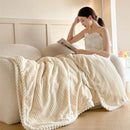 Axyaa Knitting Velvet Throw Blanket: Lightweight, Warm, All Season Solid Color Plaid