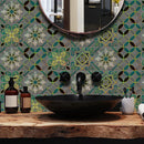 Axyaa Art Deco Glossy Self Adhesive Wall Tile Stickers in Golden Holographic