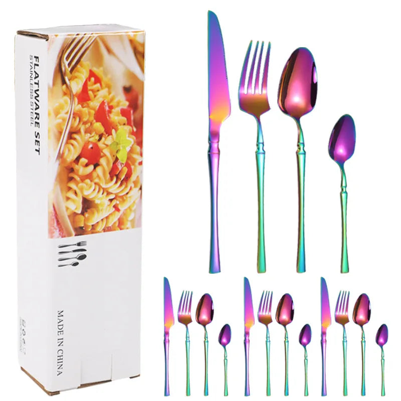 Axyaa 16-Piece Stainless Steel Tableware Set for Restaurants, Hotels, and Homes