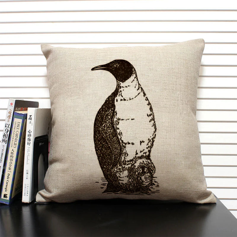 Animal Penguin Cushion Cover 45x45, Axyaa Brand - Cute & Funny Decorative Pillowcase