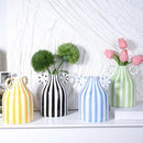 Axyaa Ceramic Striped Double Ear Vase Hydroponic Planter Ornament