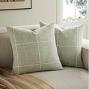 Axyaa Striped Embroidered Cushion Cover Brown Grey Cotton Linen 45x45cm 60x60cm