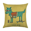 Axyaa Cartoon Design Linen Pillowcase for Home Décor